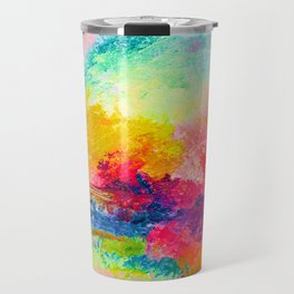 Colorful Bright Abstracted Landscape Painting. Version 2 - Bright Neon Travel Mug