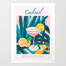 Cocktail pink lemonade Art Print