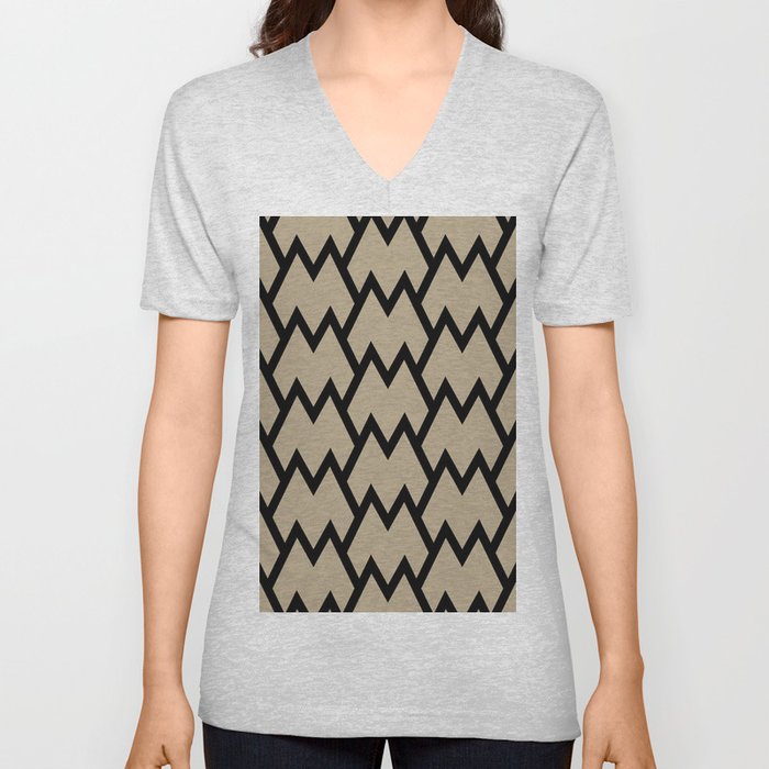 Black and Tan Tessellation Line Pattern 18 Pairs DE 2022 Trending Color Bamboo Screen DE6193 V Neck T Shirt