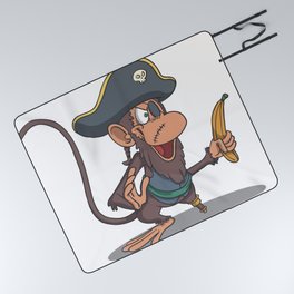 Monkey as a pirate with wooden leg and banana Picnic Blanket