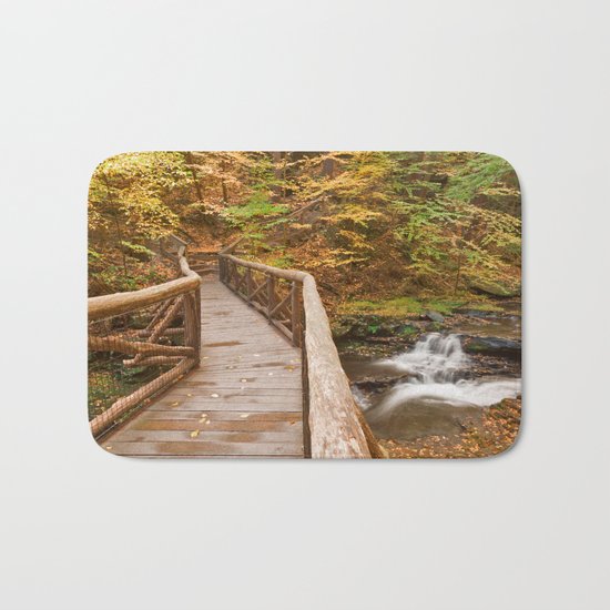 Autumn Boardwalk Bridge Bath Mat