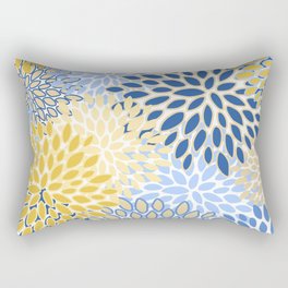 Modern, Floral Prints, Summer, Yellow and Blue Rectangular Pillow