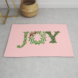 JOY Rug | Holiday, Digital, Homedecor, Kitchen, Christmas, Mistletoe, Joytotheworld, Watercolorfloral, Decorations, Housewarminggift 