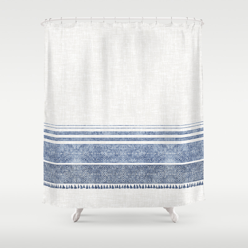French Linen Chambray Tassel Shower Curtain By Hollizollinger
