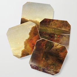 Autumn On The Wissahickon 1864 By Thomas Moran | Fall Colors Landscape Reproduction Coaster
