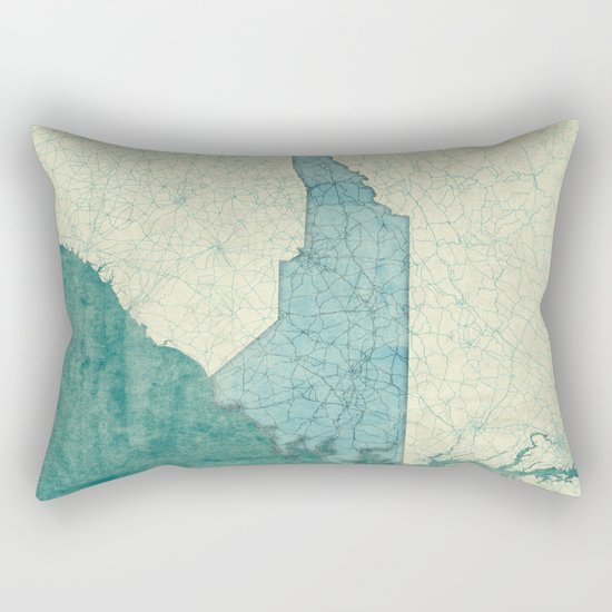 North Carolina State Map Blue Vintage Rectangular Pillow