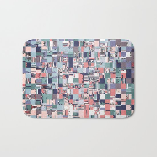 Colorful Abstract Geometric Mosaic Bath Mat