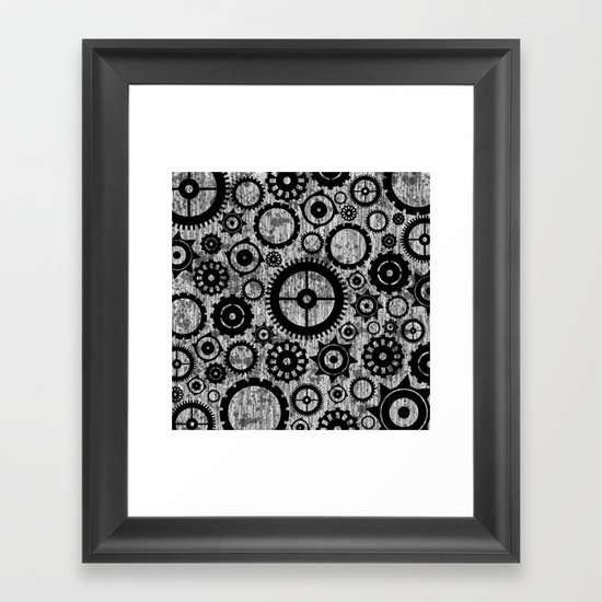 Grunge Cogs. Framed Art Print