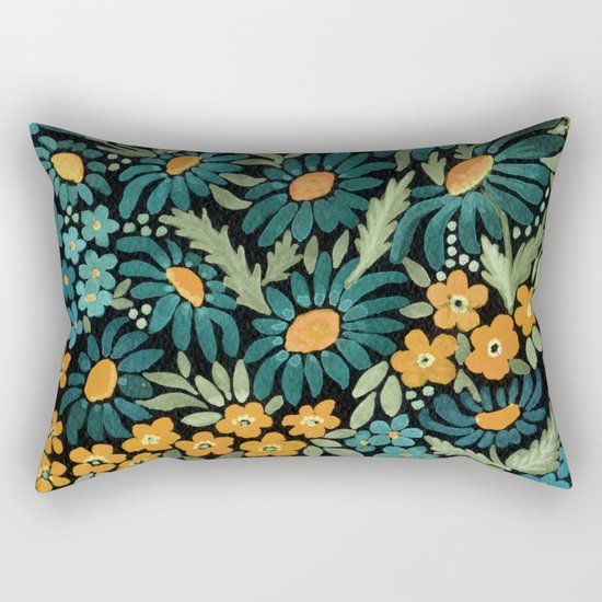 Watercolor . Chamomile field. 2 Rectangular Pillow