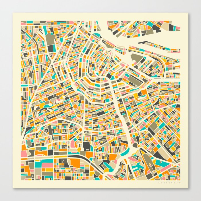Amsterdam Map Canvas Print