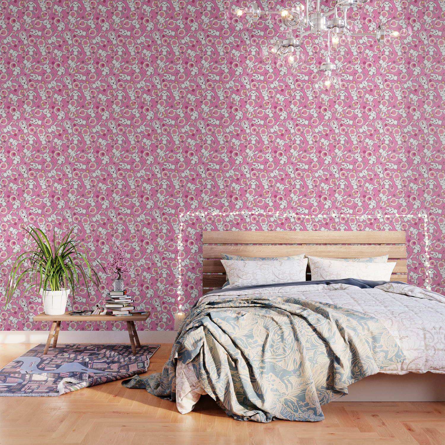 Kawaii Pastel Goth Bunny Pink Circles Wallpaper By Sokawaiishop
