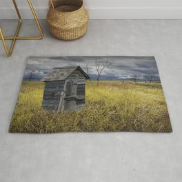 Rural Outhouse langishing in the Countryside Area & Throw Rug