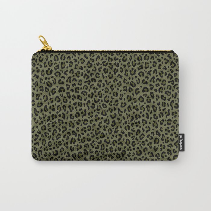 CAMO LEOPARD PRINT – Olive Green | Collection : Punk Rock Animal Prints | Carry-All Pouch