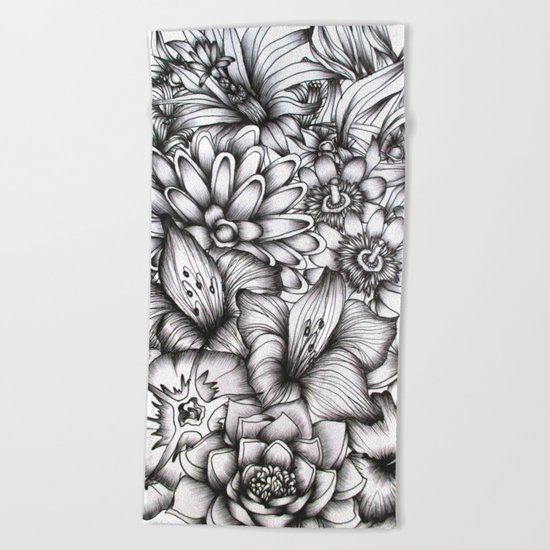 Tropical Flowers Beach Towel