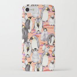 Joyful Penguin family -  peach iPhone Case