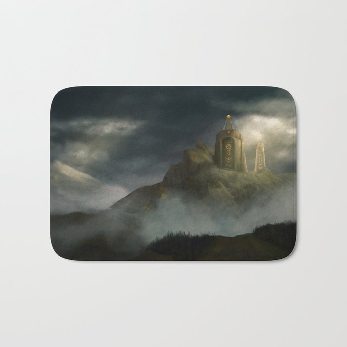 Mountain temple in the clouds Bath Mat