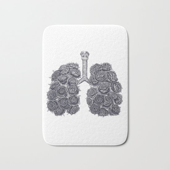Lungs with peonies Bath Mat