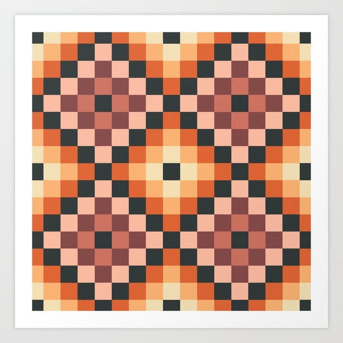 70s color squares pattern  Art Print