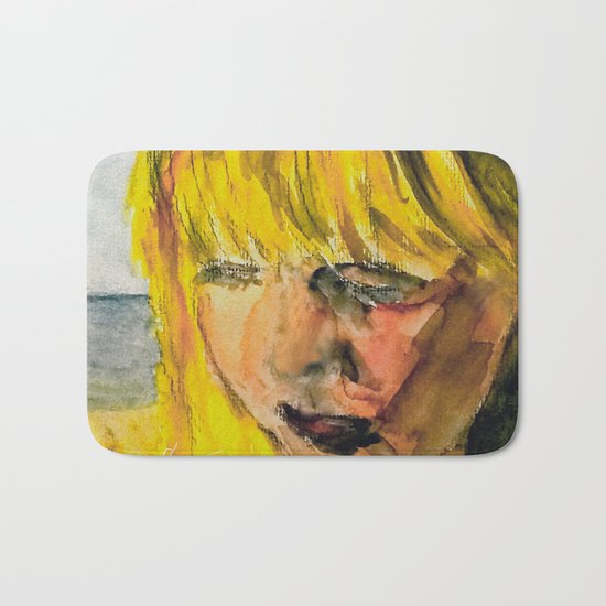 Girl on the beach Bath Mat