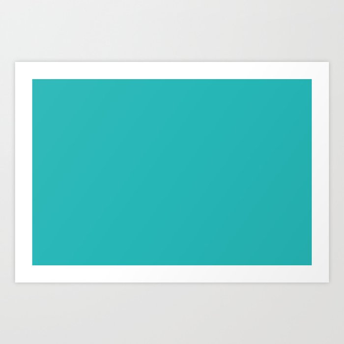 Mid Tone Tropical Aquamarine Blue Green Solid Color Inspired by Behr Caicos Turquoise MQ4-21 Art Print