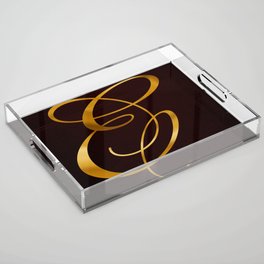 Golden letter E in vintage design Acrylic Tray