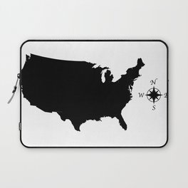 USA Outline Silhouette Map With Compass Laptop Sleeve