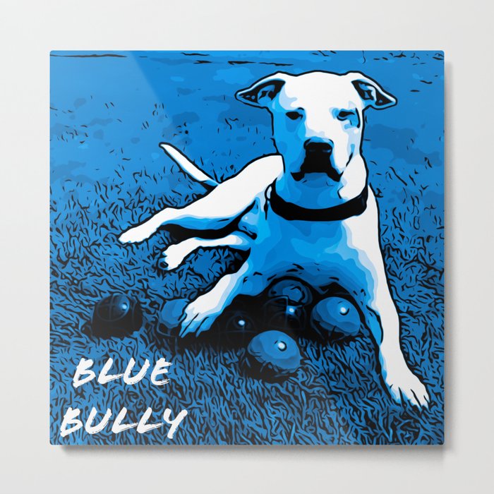 Blue Bully grass with logo Metal Print