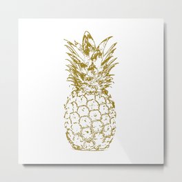 Golden Pineapple Metal Print | 24, Goldencolor, Outline, Gold, Graphicdesign, Fruit, Expensive, Solidgold, Goldcolor, Carat 