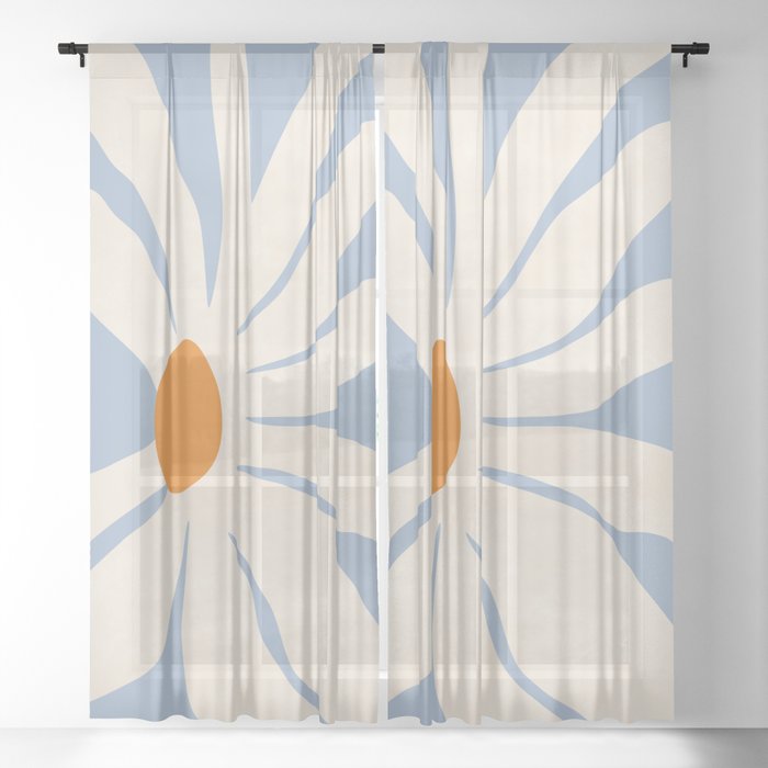 White Gerbera Sheer Curtain