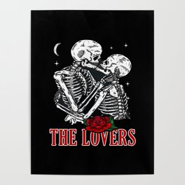 The Lovers Vintage Tarot Card Astrology Skull Horror Occult Poster