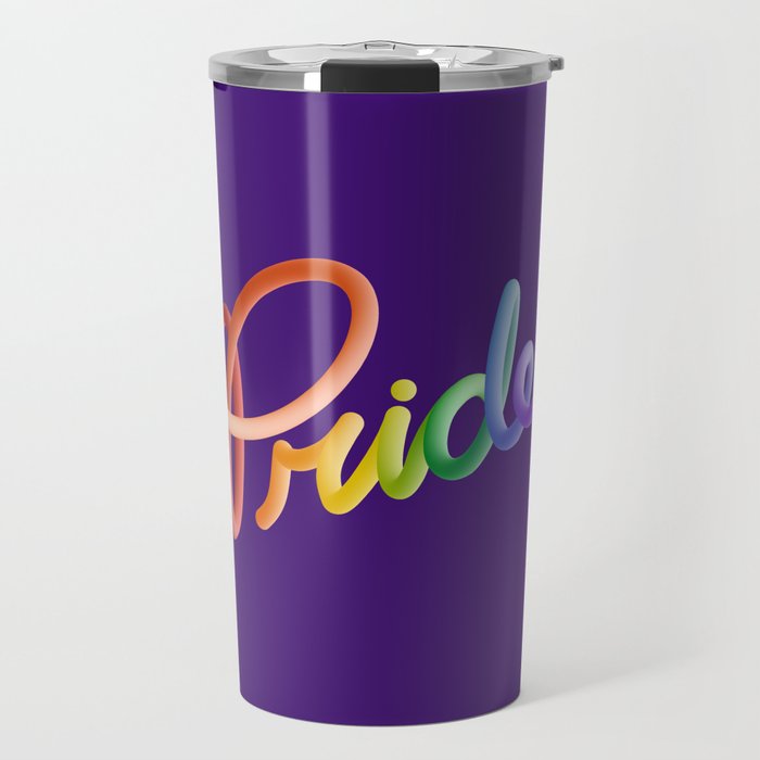 Pride Rainbow Lettering Travel Mug