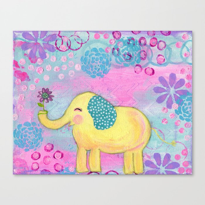 Elephant Painting Nursery Decor Child S Room Decor Yellow