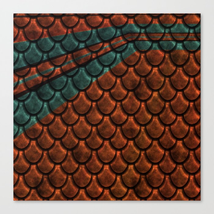 Metal Scallops orange and teal art and home decor Canvas Print