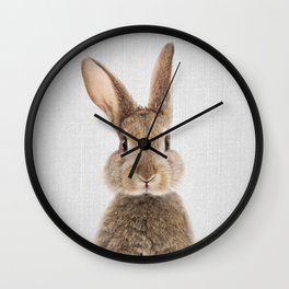 Rabbit - Colorful Wall Clock | Minimalism, Photo, Cute, Color, Bunny, Vintage, Easter, Animal, Portrait, Forest 