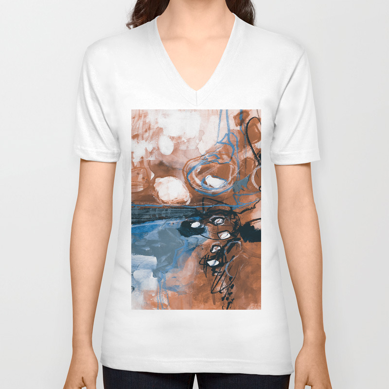 Abstract Soul Dance 1zzh by Kathy Morton Stanion Unisex V-Neck T-shirt by kathymortonstanion