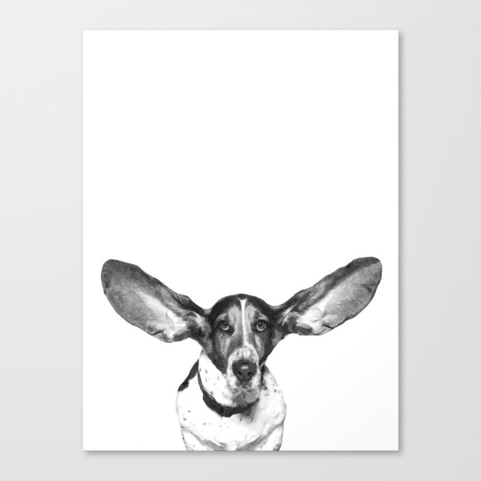 Black and White Dog Ears Canvas Print