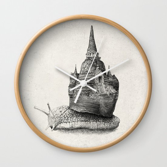 The Snail's Dream (monochrome option) Wall Clock