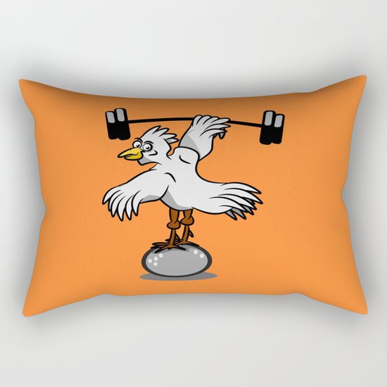 Chicken lifting weights Rectangular Pillow