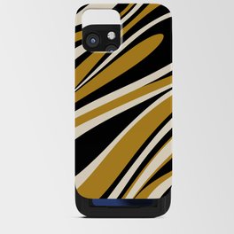Fluid Vibes Retro Aesthetic Swirl Abstract Pattern in Black, Dark Mustard Gold, and Cream iPhone Card Case