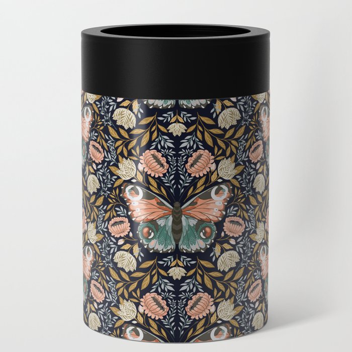 William Morris Inspired Butterfly Pattern - Midnight Garden Can Cooler