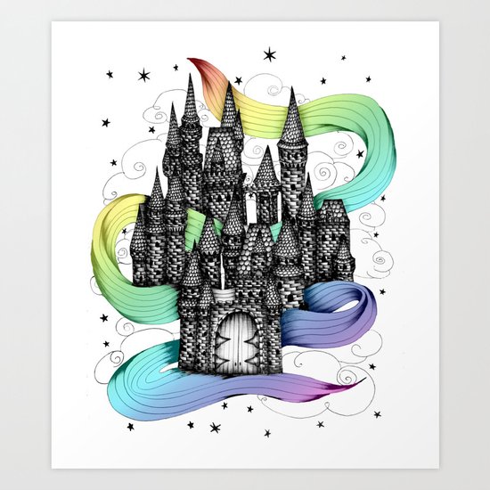 Super Magic Rainbow Dream Castle Art Print