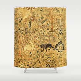 Antique Persian Tabriz Animal Rug Print Shower Curtain