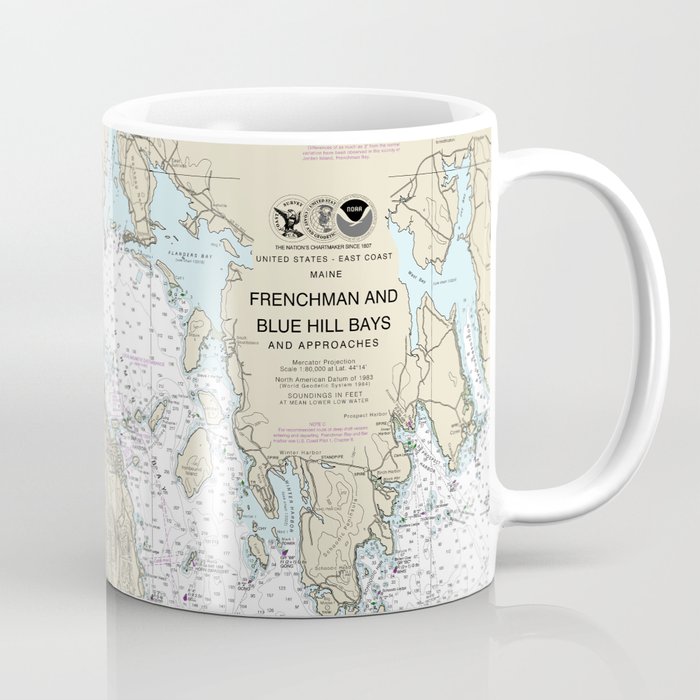 Frenchman and Blue Hill Bays Maine Nautical Chart 13312 Coffee Mug