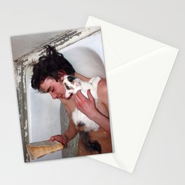 Cat in bathroom Stationery Cards