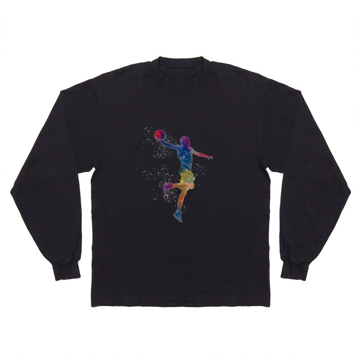 Basketball player in watercolor Long Sleeve T Shirt