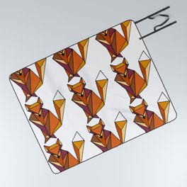 Geometric Foxes Pattern Orange Palette Picnic Blanket