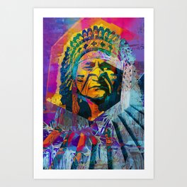 Native American Men - People  Art Print | Aboriginal, American, Nomadic, Religious, Amerindian, Ancestral, Indian, Headdress, Ancestors, Digital 