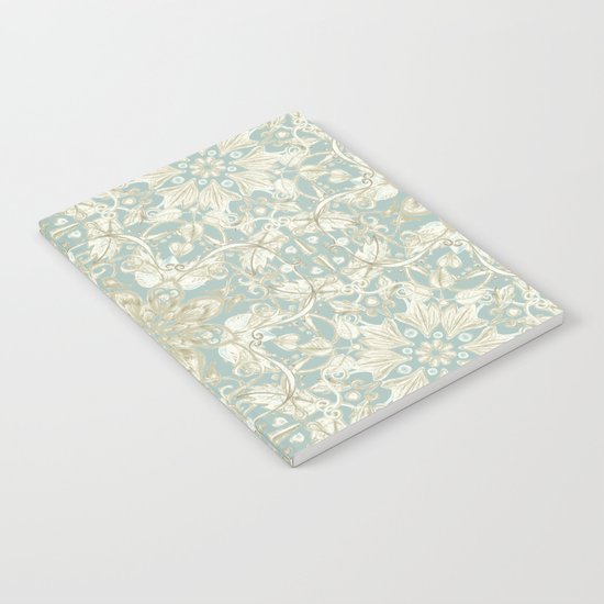 Soft Sage & Cream hand drawn floral pattern Notebook