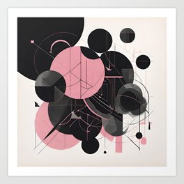Black and Pink Geometric Abstract Art Print