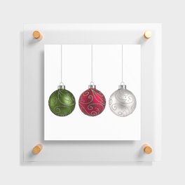 Green, Red, Silver Christmas Ornaments Minimalist Art Floating Acrylic Print